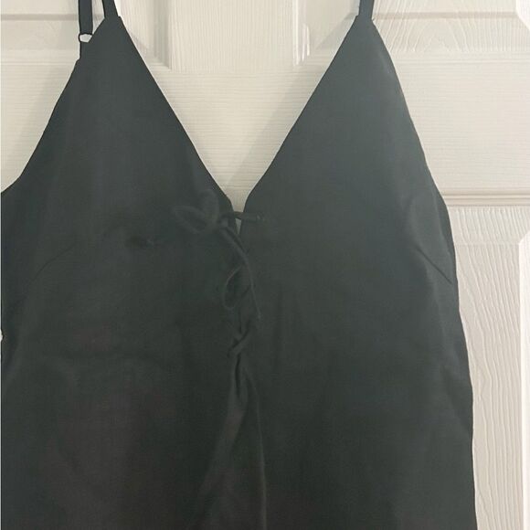 Reformation Black Linen Front Tie Midi Dress Size Small - Picture 5 of 10